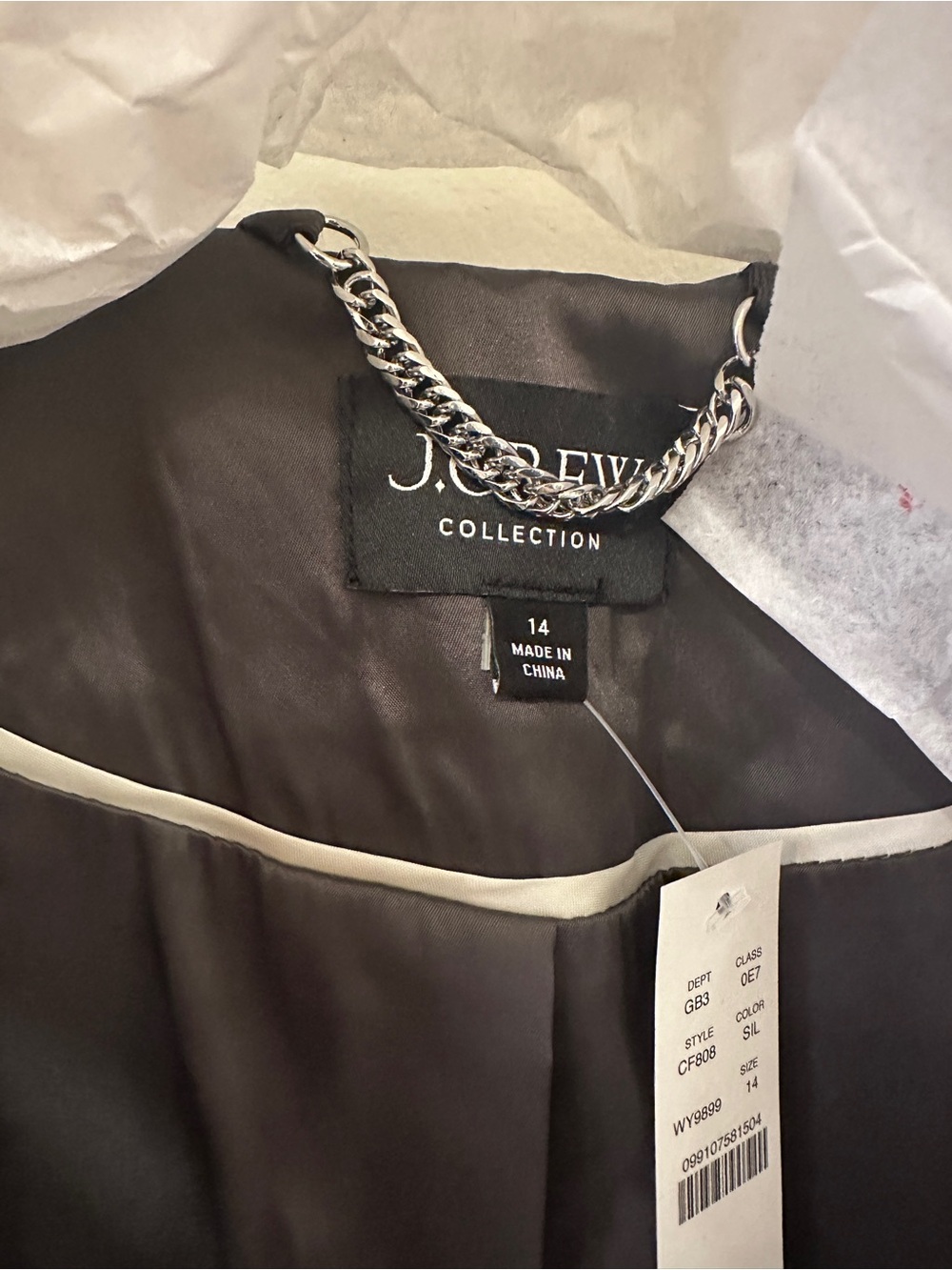 J. Crew Collection Silver Sequin Cropped Jacket NWT - Picture 7 of 11